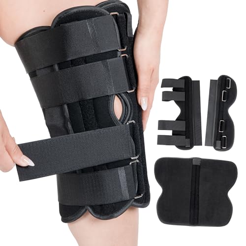 20” Long Adjustable Three Panel Orthopedic Knee Immobilizer – Supportive & Adjustable Side Panels – Knee Brace Stabilizer – Knee Immobilization L1830