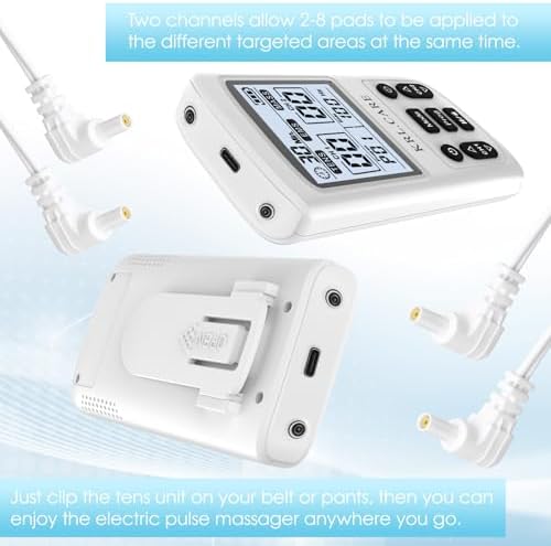 3-in-1 TENS Unit Muscle Stimulator, EMS Massage Machine with 40 Intensities for Gradual Shoulder, Sciatica, Back Pain Relief, Muscle Recovery, 28 Modes Portable Dual Channel with 8 Electrodes Pads