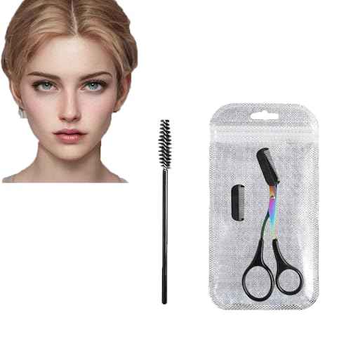 Eyebrow Scissors, Non-Slip Eyebrow Scissors with Comb and Brush, Eyebrow Trimmer Scissor, Eyebrow Trimmer for Women, Eye Brow Razors Eyebrow Cutter Eye Brow Shaper Trimming Scissor Makeup Tool