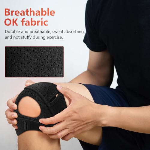 Knee Brace for Women Men,Patellar Pad Realign Knee Joint While You Move, Adjustable Tendon Support Sleeve Braces for Meniscus,Osteoarthritis, Orthopedic, Knee Support for Athletes (Gray-2 Pack)