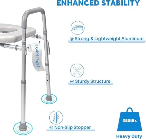 Raised Toilet Seat with Handles, Toilet Seat Risers for Seniors Width and Height Adjustable Raised Toilet Seat with Handles for Elderly