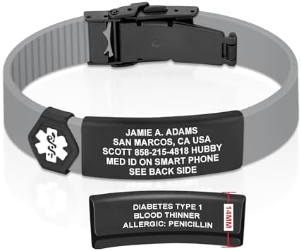 Divoti Custom Engraved Medical Alert ID Bracelet – Dual-Sided Laser Etching, Silicone Wristband, Stainless Steel Security Clasp – Adjustable & Trim-to-Fit – Emergency Medical Info Band for Men & Women