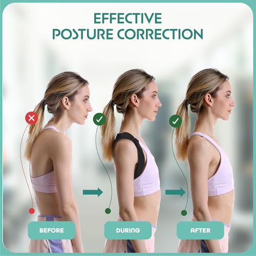 Posture Corrector for Women & Men - Fully Adjustable Back Brace Posture Corrector for Men & Women - Shoulder Brace - Back Straightener - Shoulder Support - Neck, Upper and Mid Spine Support (Medium)