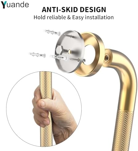 4 Pack 24 Inch Shower Grab Bar, YuanDe Gold Bathroom Grab Bar Handle w/Anti-Slip Knurled Grip, Stainless Steel Bath Balance Bar, 1.25" Diameter Safety Hand Rail Support,Handicap Injury Elderly Senior