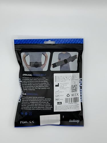 Umbilical Hernia Belt for men & women. Abdominal Binder - compression pad for naval (double thickness). Hernia support belt: ventral, incisional, epigastric, belly button hernias. Prevention aid (L/XL)