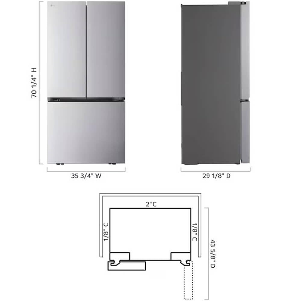 LG LRFLC2716S 27 Cu. Ft. Stainless Counter-Depth 3-Door French Door Smart Refrigerator