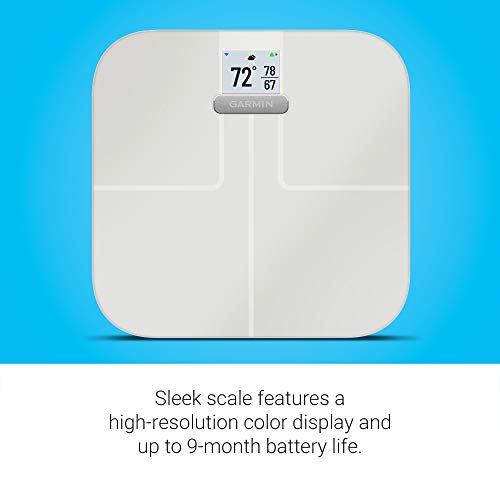 Garmin Index S2, Smart Scale with Wireless Connectivity, Measure Body Fat, Muscle, Bone Mass, Body Water% and More, White (010-02294-03) (Renewed)