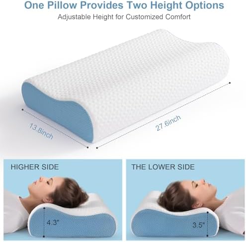 Lukace Memory Foam Pillows for Neck and Shoulder Pain Relief, Cervical Neck Pillow, Ergonomic Pillow Neck Contour Cervical Orthopedic for Stomach Back Side Sleeper Pillow, King, Medium Support, 1 Pack