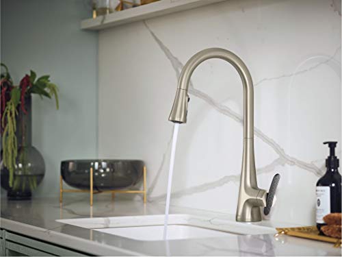 Moen Sinema Stainless Pulldown Kitchen Faucet with Power Boost and Reflex, High Arc Modern Kitchen Faucet, Easy Installation, One-Handle Accent for Customizing, S7235SRS