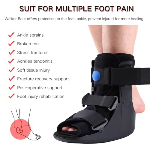 Air Cam Walking Boot, Short Walker Boot Fracture Boot for Sprained Ankle and Achilles Tendon, Inflatable Orthopaedic Boot for Broken Foot Post-Op Rehab (Medium)