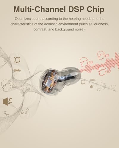 Discreet Hearing Aids with Audio Tracker (Not Amplifier), Rechargeable Hearing Aids for Seniors with Noise Reduction, Auto-On/Off In-The-Ear OTC Hearing Aid with 2 Modes