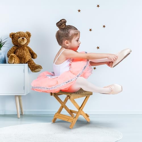 Sorbus Foldable Shower Stool – Bamboo Foot Rest & Shaving Stool for Inside Shower – Portable Step Stool, Folding Shower Bench, Wooden Sauna Chair, Bathtub Foot Rest – 11" x 10.75" x 12" (Bamboo)