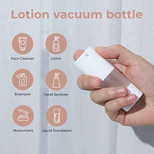 longway 0.5 Oz 15ml Airless Pump Bottles,Small Plastic Travel Vacuum Cosmetic Pump Bottles for Lotion and Cream(Pack of 6, Frosted)