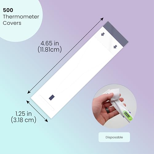 Aqulius Thermometer Covers Disposable - 500 Pack, White Single-Use Sleeves - Universal Fit Oral & Rectal Digital Thermometer Probe Covers