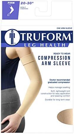 Truform Lymphedema Compression Arm Sleeve, 20-30 mmHg Post Mastectomy Support, Black, Medium