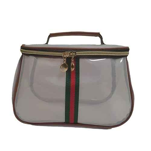 New Retro Vintage Vanity Bag, Waterproof Transparent Toiletry Bag, Large Capacity Makeup Organizer for Women, Travel Cosmetic Bag for Ladies, Portable Skincare Storage Case (Cream)