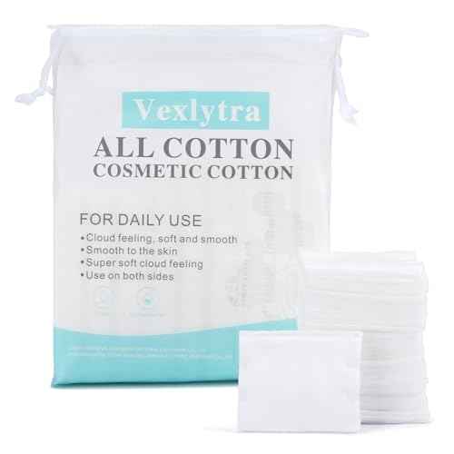 Square Cotton Pads for Makeup Remover (200 Count), 100% Pure Cotton, Hypoallergenic, Ultra-Soft & Lint-Free for Gentle Skincare