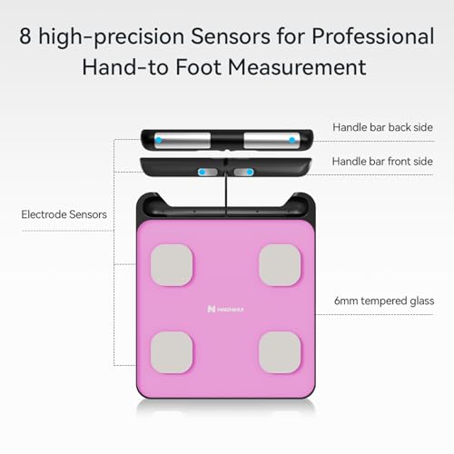 Fitdays Smart Body Fat Scale | Advanced 8-Electrode Technology for BMI/20+ Body Metrics | Full-Color LED & High Precision | Bathroom Weight Scale for Fitness/Weight Loss (FG2202WB+ER307PINK)