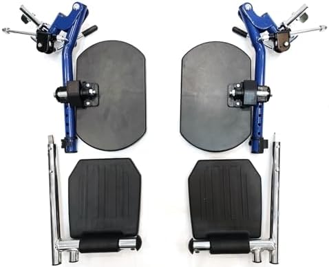 Blue Streak Wheelchair Elevating Leg Rest with Padded Calf Pad,Composite Footplates,Fits Most Standard wheelchairs and Transport Chair,Wheelchair Parts,Same Functional Structure as LK3JELR,(1Pr, Blue)