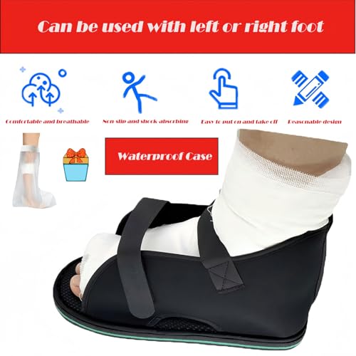 Adjustable plaster shoes postoperative shoes, medical walking shoes with Magic sticker, suitable for foot sprains, ankle fractures, toes, suitable for left and right feet(L)