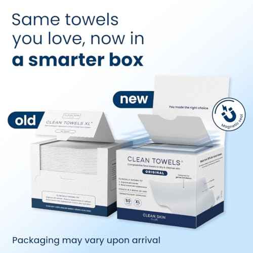 Clean Skin Club Clean Towels XL¢ç, 100% USDA Biobased Face Towel, Disposable Face Towelette, Eczema Association Accepted, Makeup Remover Dry Wipes, Ultra Soft, 1 Pack, 50 Ct