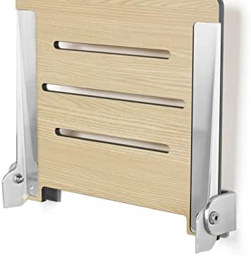 Seachrome 18 inch Silhouette Slimline Folding Wall Mount Shower Bench Seat, Urban Chic Seat with Silver Frame