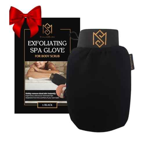 Exfoliating Glove Kessa Mitt Body Scrubber - Dead Skin Remover Shower Glove for Dead Skin Scrubbing and Deep Pore Cleansing - by MoroccanSource (1 Pack Black)