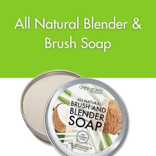 Cinema Secrets Vegan Makeup Brush Cleaner Soap - Brush & Make Up Sponge Cleaner with Scrubber - Formulated with Coconut Oil for Deep Cleansing & Conditioning - Vegan and Cruelty-Free Cleanser (3.5 oz)