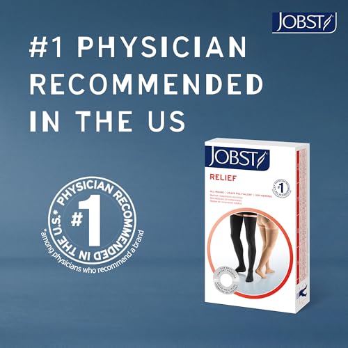 JOBST Relief Knee High Graduated Compression Socks, 20-30 mmHg - Comfortable Unisex Design - Open Toe, Beige, Large