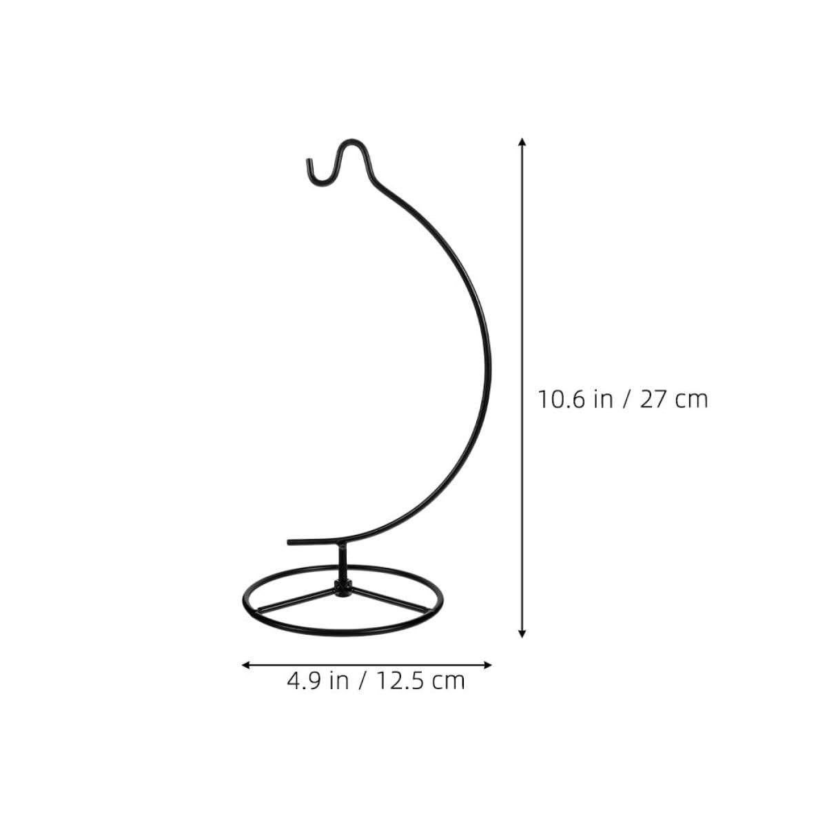 CALLARON 2pcs Moon-shaped Hanging Hook Stand for Ornament Display and Air Plant Holder Black Iron Wire Metal Flower Pot Rack for Home Décor and Glass Ball Hanging Indoor Plant Rack