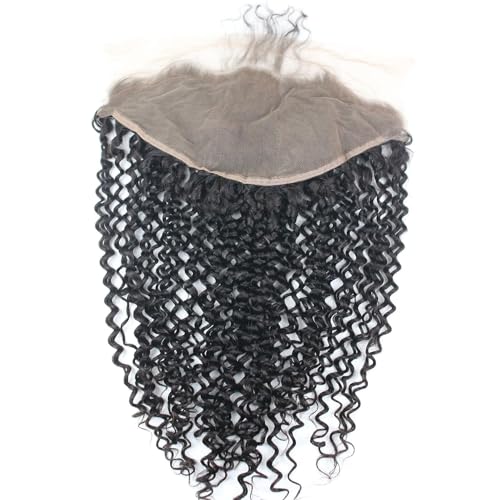 Dreambeauty Transparent Lace Color 13¡¿6" Lace Frontal Closure Kinky Curly Free Part Brazilian Remy Human Hair Pre-Plucked Natural Hairline Lace Frontal Closure with Baby Hair Natural Color (18 Inch)