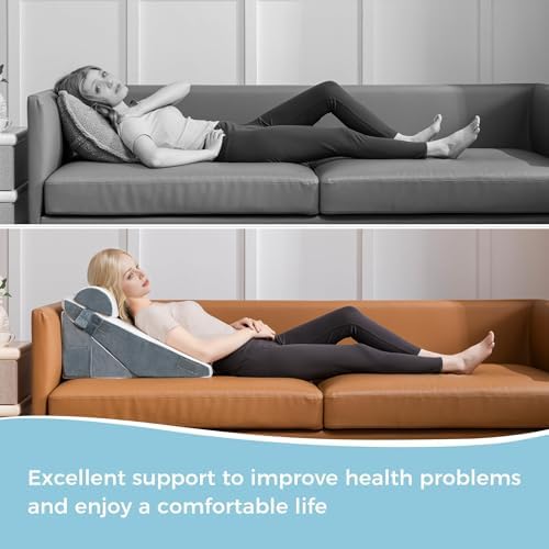 Ganondorf 3PCS Wedge Pillow Headboard Orthopedic Bed Wedge Pillows Set for Sleeping 9&12&22" Adjustable Premium Foam Elevated Triangle Body Pillow for Bed Sitting Up