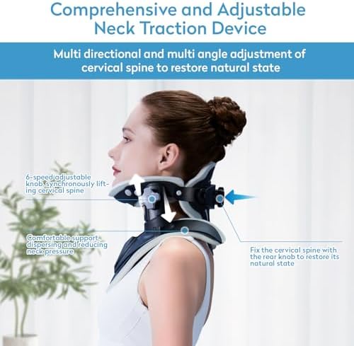Neck Stretcher Cervical Traction, Adjustable Neck Traction Device, Neck & Shoulder Pain Relief, Neck Brace for Improved Spine Alignment, Used for Home, Office, Outdoor
