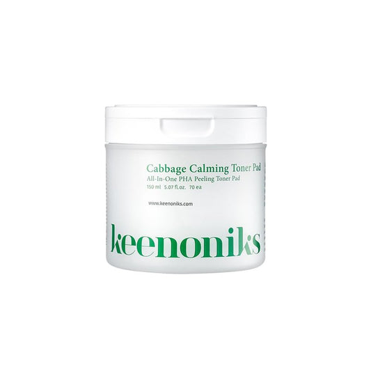 keenoniks Cooling & Pore Care Toner Pads – Redness Relief + Gentle Peeling with Cabbage Extract & PHA – Korean Skincare - 70 Pads (5.07 oz)