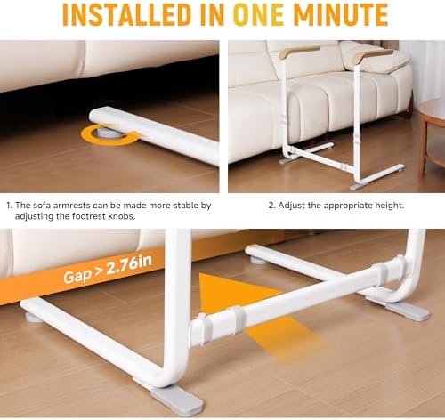 Couch Stand Assist with Handrails, Width and Height Adjustable Stand Assist Aid for Elderly, Up to 400 LBS, Sofa and Chair Lift Assist Devices for Seniors, Disabled and Patients, Brown