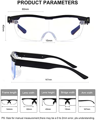 OKH 200% Magnifying Glasses with Light, Rechargeable LED Lighted Magnification Eyeglasses, Anti Blue Light, Bright Sight Hands Free Magnifier for Close Work, Craft, Jewellers, Reading, Hobby