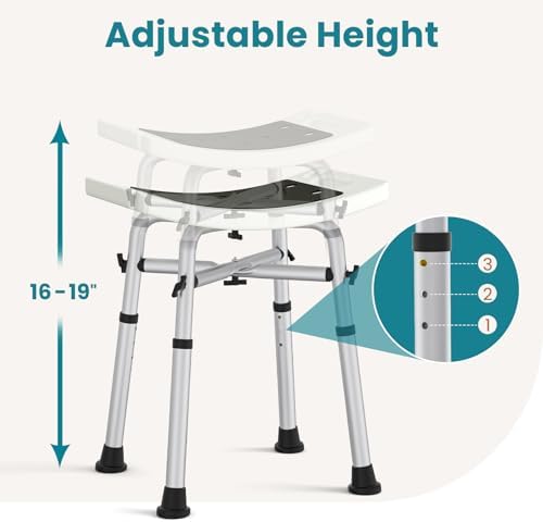 WAYES Shower Chair for Elderly and Disabled - Bariatric Shower Chair, Up to 500 Lbs, Heavy-Duty, Adjustable
