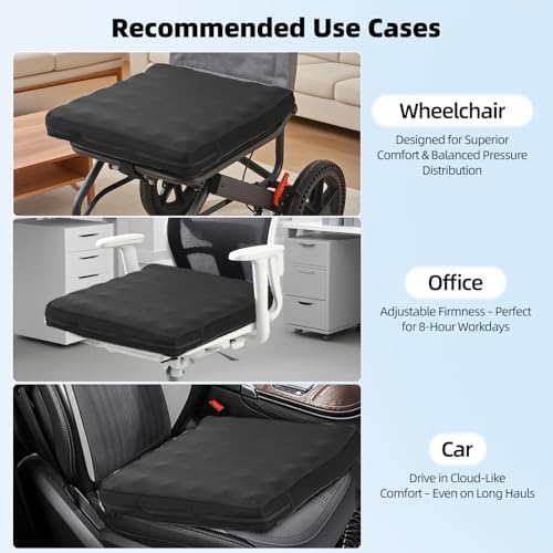 Air Cushions for Pressure Sores on Buttocks – Inflatable Wheelchair Seat Cushion for Pressure Relief - 17 Inches Coccyx Cushion for Tailbone Pain