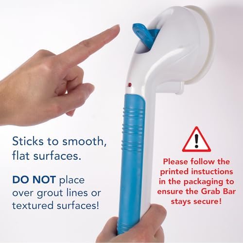 Carex Suction Shower Grab Bar – 16” Ultra Grip Shower Handle - Dual Locking Grab Bars for Bathtubs and Showers – Seniors, Disabled, Handicap, Elderly Assistance Product