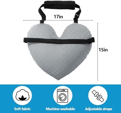 BALAPET Adjustable Heart Shape Pillow for After Heart Surgery, Soft Plush Open Heart Surgery Pillow for Heart Surgery Recovery, Chest Pillow with 2 Fixed Straps for After Heart Surgery Gifts(Gray)