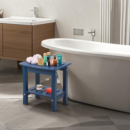 HDPE Waterproof Shower Bench,Shower Seats for Adults Shaving Legs,Shower Stool for Inside Shower 300 Lbs Capacity Navy