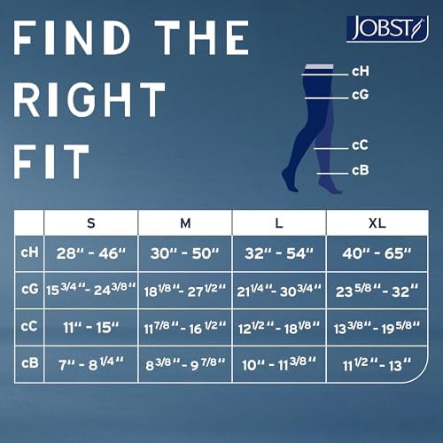 JOBST Relief Waist High 20-30 mmHg Compression Stockings Pantyhose, Closed Toe, Black, Large