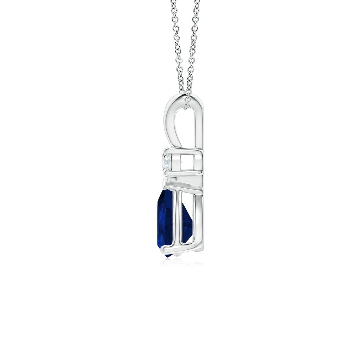 Angara Natural Blue Sapphire Solitaire Pendant for Women | 0.4 ct Pear Shape Blue Sapphire Diamond Solitaire Pendant Necklace in White Gold | September Birthday, Gemstone Jewelry Gift | AA | 6x4mm