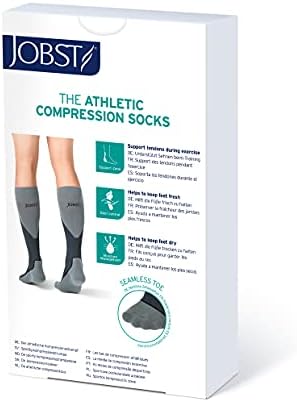 JOBST - 7528901 Sport Knee High 15-20 mmHg Compression Socks, White/Grey, Medium