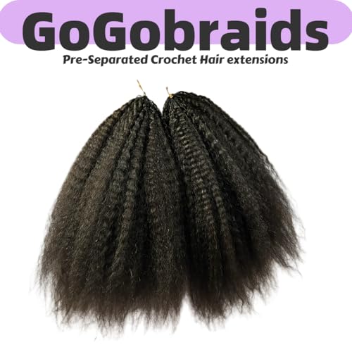 Knotless Pre-Separated Crochet Hair extensions Afro Kinky Straight hair feather crochet 100% human hair extensions for Women Natural Color 20 Inch 60g