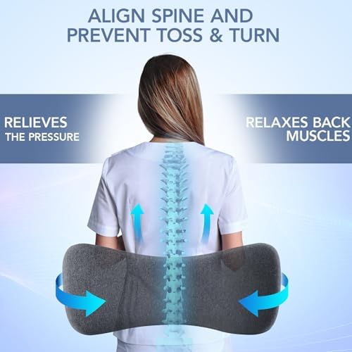 Lumbar Support Pillow for Sleeping Memory Foam Lumbar Pillow for Lower Back Pain Relief Back Support Pillow for Side,Back and Stomach Sleepers-Bed Wedge Bolster Pillow Bed Rest Pillow
