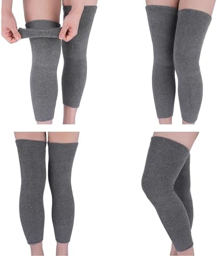 Elastic Cotton Knee Warmers, Long Knee Sleeves for Men and Women - Circulation Support and Joint Pain Relief, Arthritis Aid, One Pair, Made in Japan