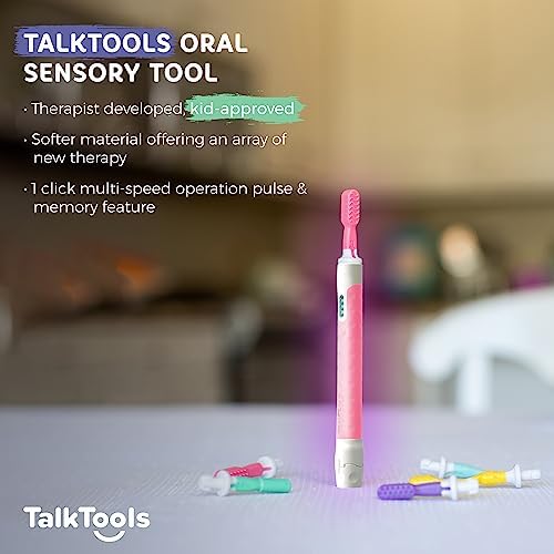 TalkTools Sensi Kit & 5 Jaw Tips - Sensory Therapy Tool for Speech and Feeding, Autism Sensory Products, ADHD Tools, Speech Therapy Gifts for Autism Children (Pink)
