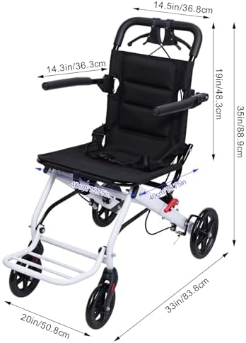 Wheelchairs for Adults Lightweight Portable Wheelchairs Folding for Traveling Ergonomc Design with Adjustable Safety Strap Carbon Steel Frame PU Wheels for Smooth Rid A