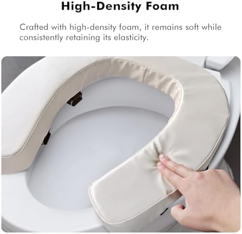 Soft Toilet Seat Cushion with 2-inch High-Density Foam Padded Toilet Cushion Toilet Seat Riser Waterproof PU Fabric-Suitable for Standard,Elongated Toilets(Beige)